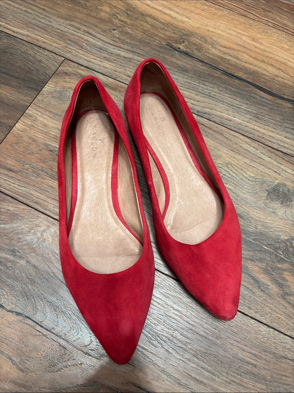 Caslon Red Suede Pointed-Toe Flats